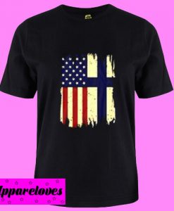 American And Finland Flag T Shirt