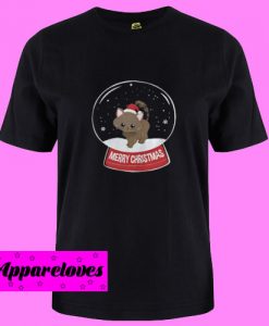 Black Cat Merry Christmas Snowball T Shirt