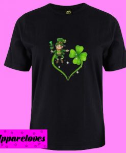 Wine and Leprechaun Heart T shirt