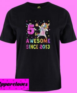 5 and awesome unicorn dabbing T shirt