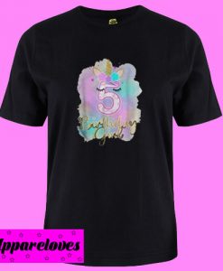 5th unicorn birthday girl five T shirt