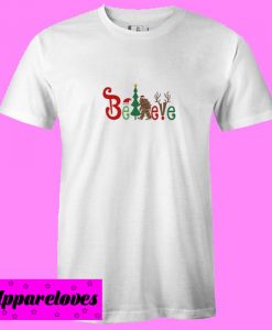 Bigfoot Santa light believe Christmas T Shirt