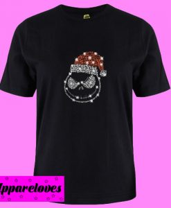 Christmas Rhinestone Jack Skellington with Santa hat T Shirt