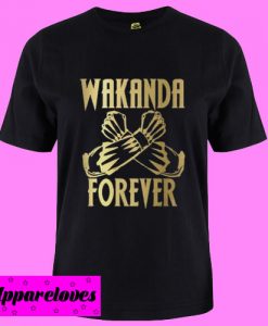 Wakanda Forever Salute Gold Shirt Black Panther T shirt