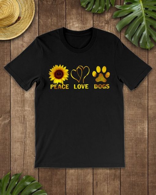 Peace love dogs hippie sunflower shirt DAP