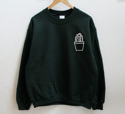 Cactus pot dark green sweatshirt AY