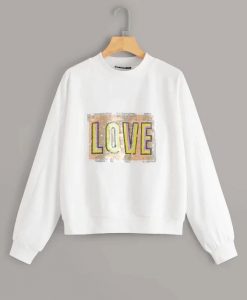 Contrast Sequin Letter Sweatshirt AY