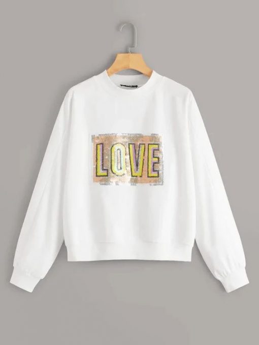 Contrast Sequin Letter Sweatshirt AY