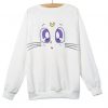 Cute Cat Cartoon Moon White Sweatshirt AY