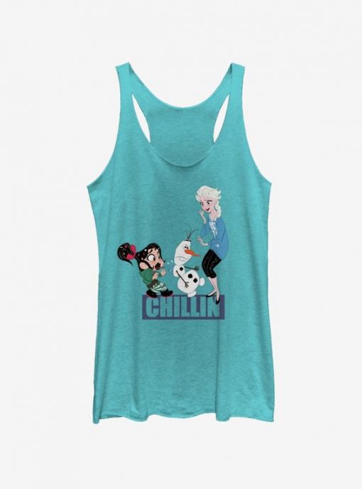 Disney Wreck-It Ralph Keep It Chill Vanellope and Elsa Womens Tank Top ZNF08