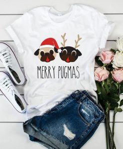 Dog Pug Funny Deer Winter Cute Merry Christmas T-Shirt ZNF08