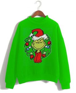 Dr. Seuss Big Boys Grinch Wreath Ugly Sweatshirt AY