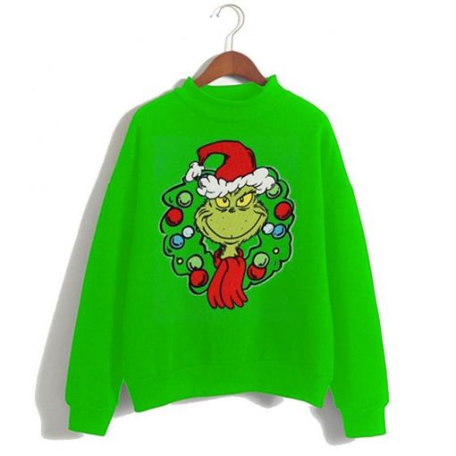 Dr. Seuss Big Boys Grinch Wreath Ugly Sweatshirt AY
