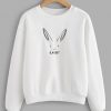 Drop Shoulder Rabbit Embroidered Sweatshirt AY