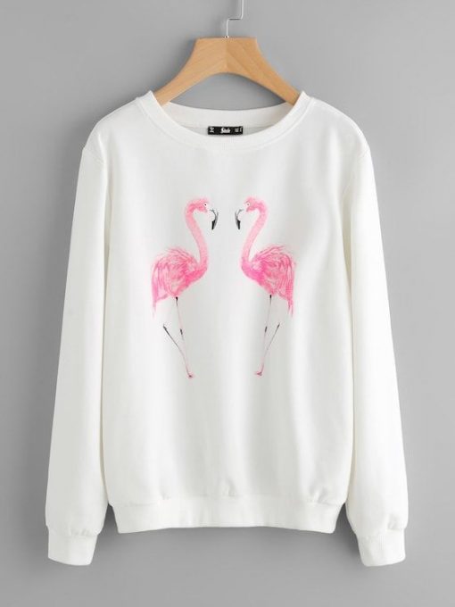 Flamingo Print Sweatshirt ZNF08