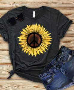 Hippie Sunflower Peace Symbol shirt ZNF08