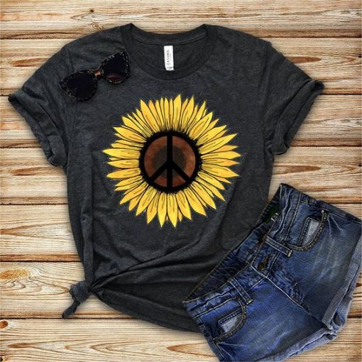 Hippie Sunflower Peace Symbol shirt ZNF08