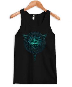 Lotus Flower of Life Mandala in Geometric Triangle Tank-top ZNF08