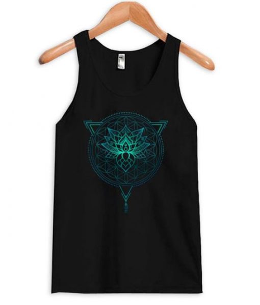 Lotus Flower of Life Mandala in Geometric Triangle Tank-top ZNF08