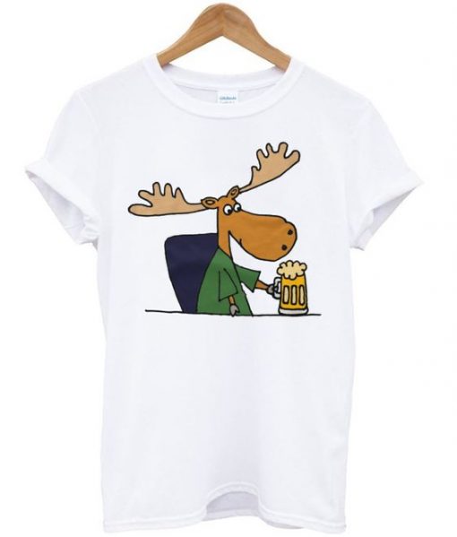 Moose drinking beer t-shirt DAP