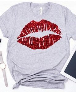 Red Glitter Lips T-Shirt ZNF08