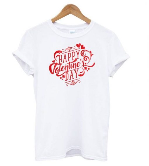 Red Happy Valentine’s Day Text Design T shirt ZNF08