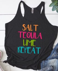 Salt Tequila Lime Repeat Women's Racerback Tank ZNF08