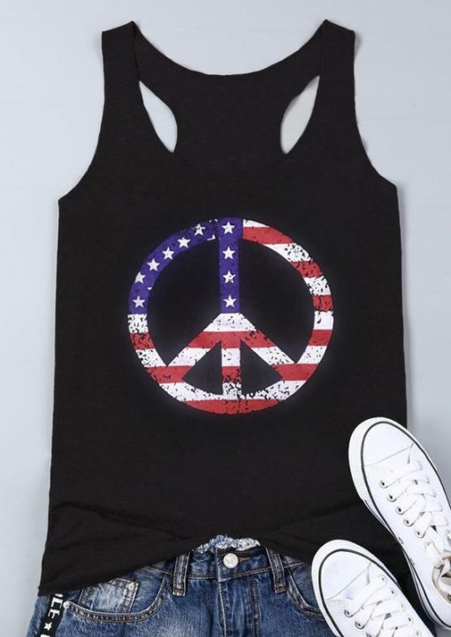 Star Spangled Peace Sign Tank ZNF08