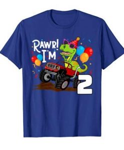 T Rex Dinosaur Monster Truck Birthday T-Shirts ZNF08