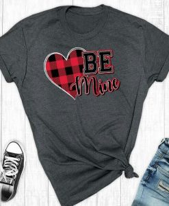 Valentine Be Mine Plaid Printed Splicing T-Shirt ZNF08