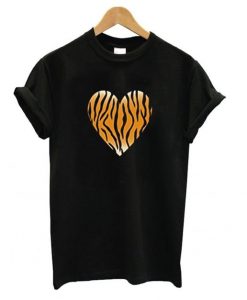 Valentine’s Day Tiger Stripe Pattern Heart T shirt ZNF08