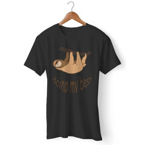 Cute Cartoon Sloth Hanging Doing My Best Sarcasm Gildan Man's T-Shirt DAP