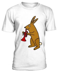 Funky brown bunny rabbit playing red tru rabbit duck t shirt dap