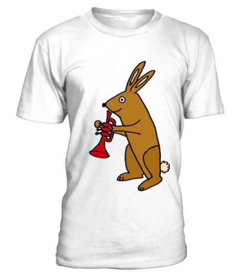 Funky brown bunny rabbit playing red tru rabbit duck t shirt dap