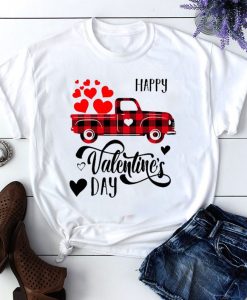 Happy Valentine’s Day Truck with Hearts Unisex T-shirt ZNF08