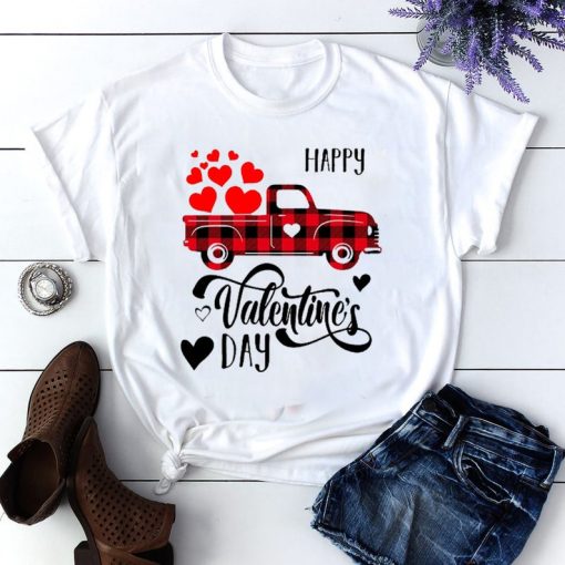 Happy Valentine’s Day Truck with Hearts Unisex T-shirt ZNF08