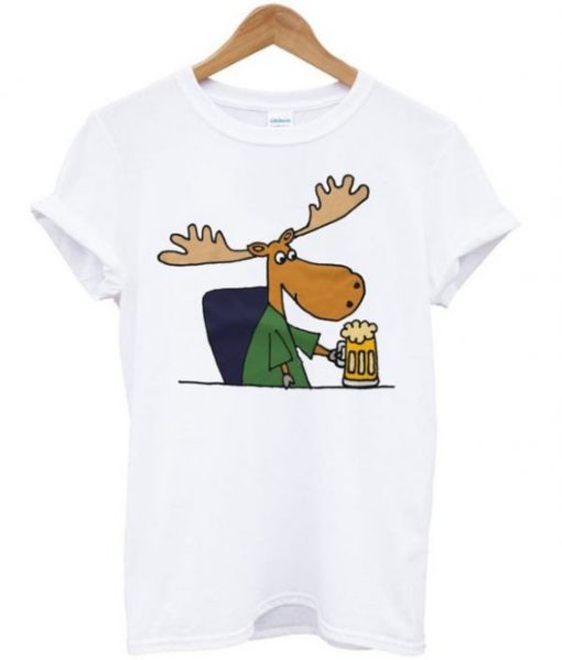 Moose drinking beer t-shirt ZNF08