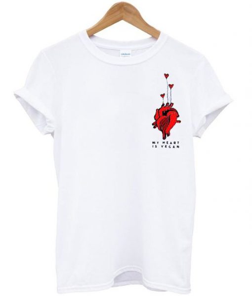 My heart is vegan T shirt ZNF08