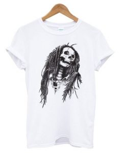 Palm Angels White Rasta Skull T shirt ZNF08