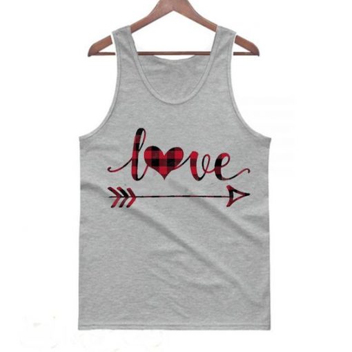 Plaid Love Heart and Arrow Valentine's Day Tanktop ZNF08