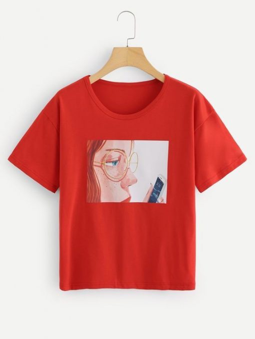 Red Regular Length Girls Figure T-Shirt ZNF08