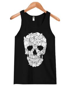 Sketchy Cat Skull Tank top ZNF08