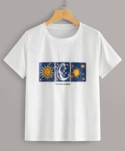 Sun Moon Star Print Tee T-Shirt ZNF08