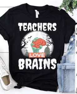 Teacher Halloween Teachers Love Brains Tshirt ZNF08