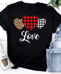 Valentine Three Hearts Leopard TSHIRT ZNF08