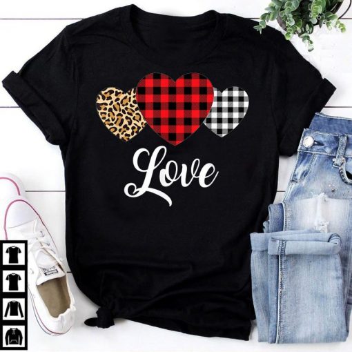 Valentine Three Hearts Leopard TSHIRT ZNF08