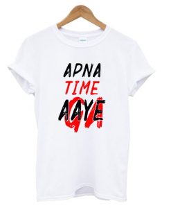 Madwares Men's Polyester White Apna Time Aayega T Shirt ZNF08