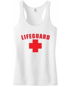 White Womens Lifeguard Racerback Tank Top ZNF08