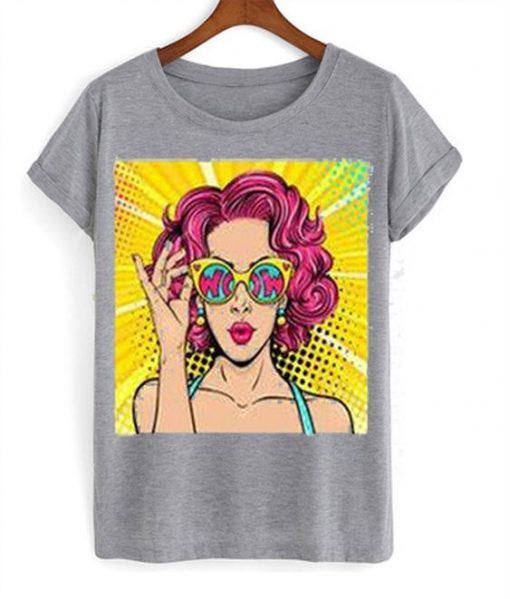 Wow pop art face t-shirt ZNF08