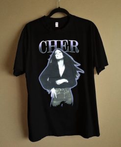 Cher Purple Outline Vintage Pic Black T Shirt ZNF08